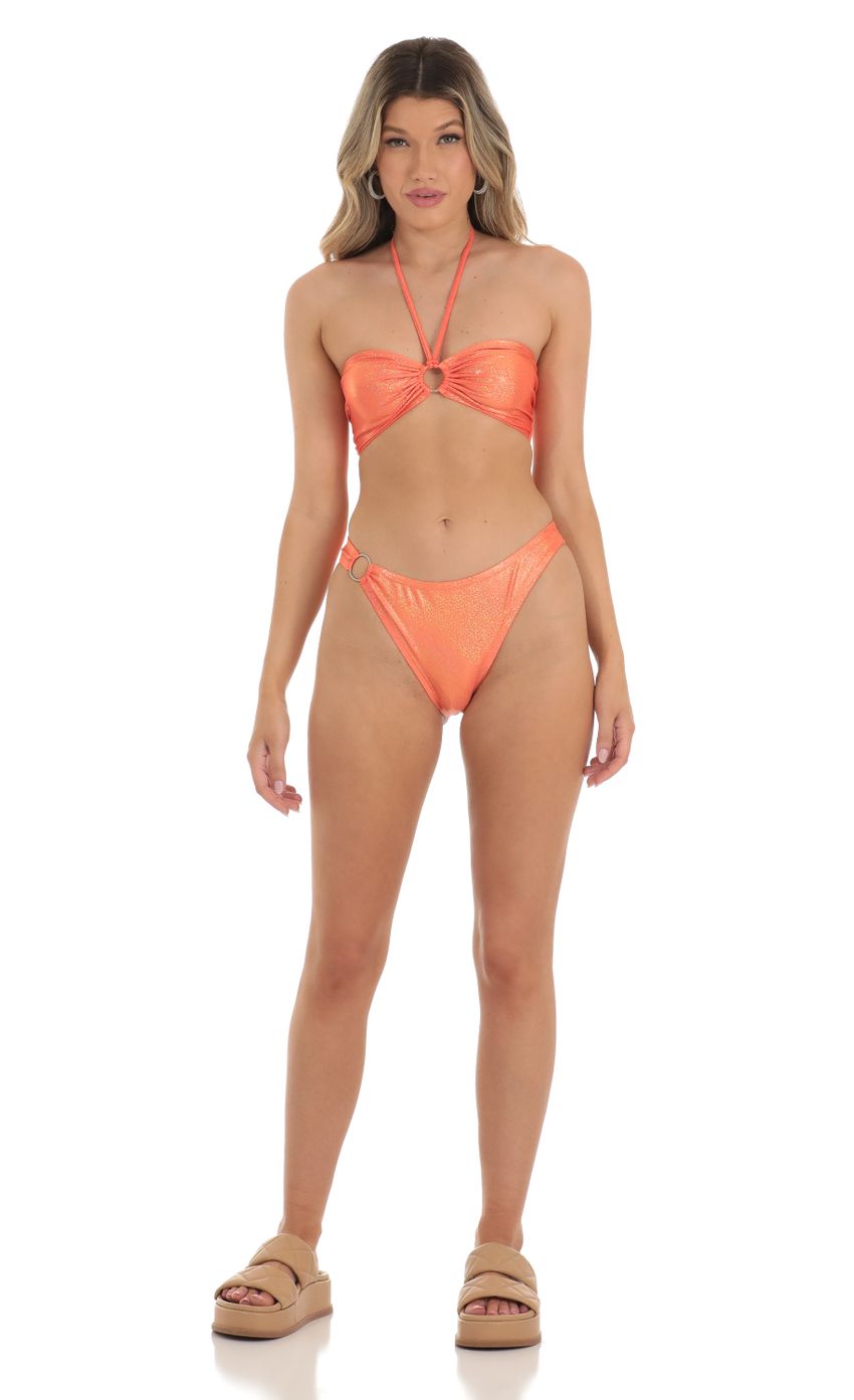Iridescent Halter Bikini Set in Orange