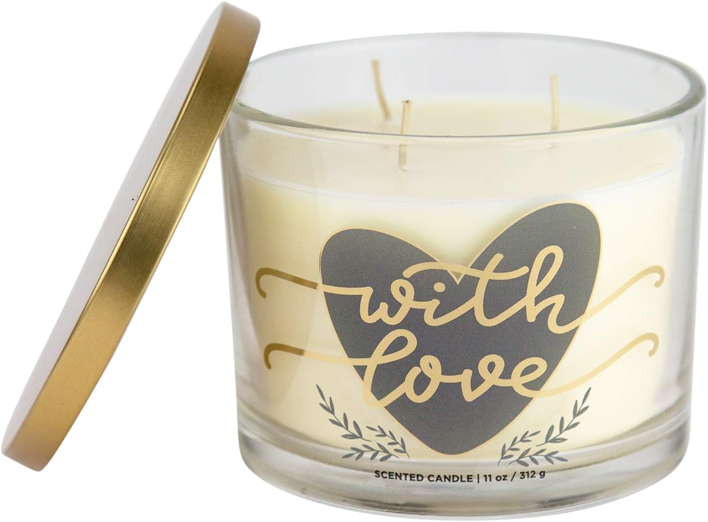 Aromascape PT41466 with Love 3 Wick Scented Candle Fresh Lavender Cotton Blossom and Vanilla 11 Ounce
