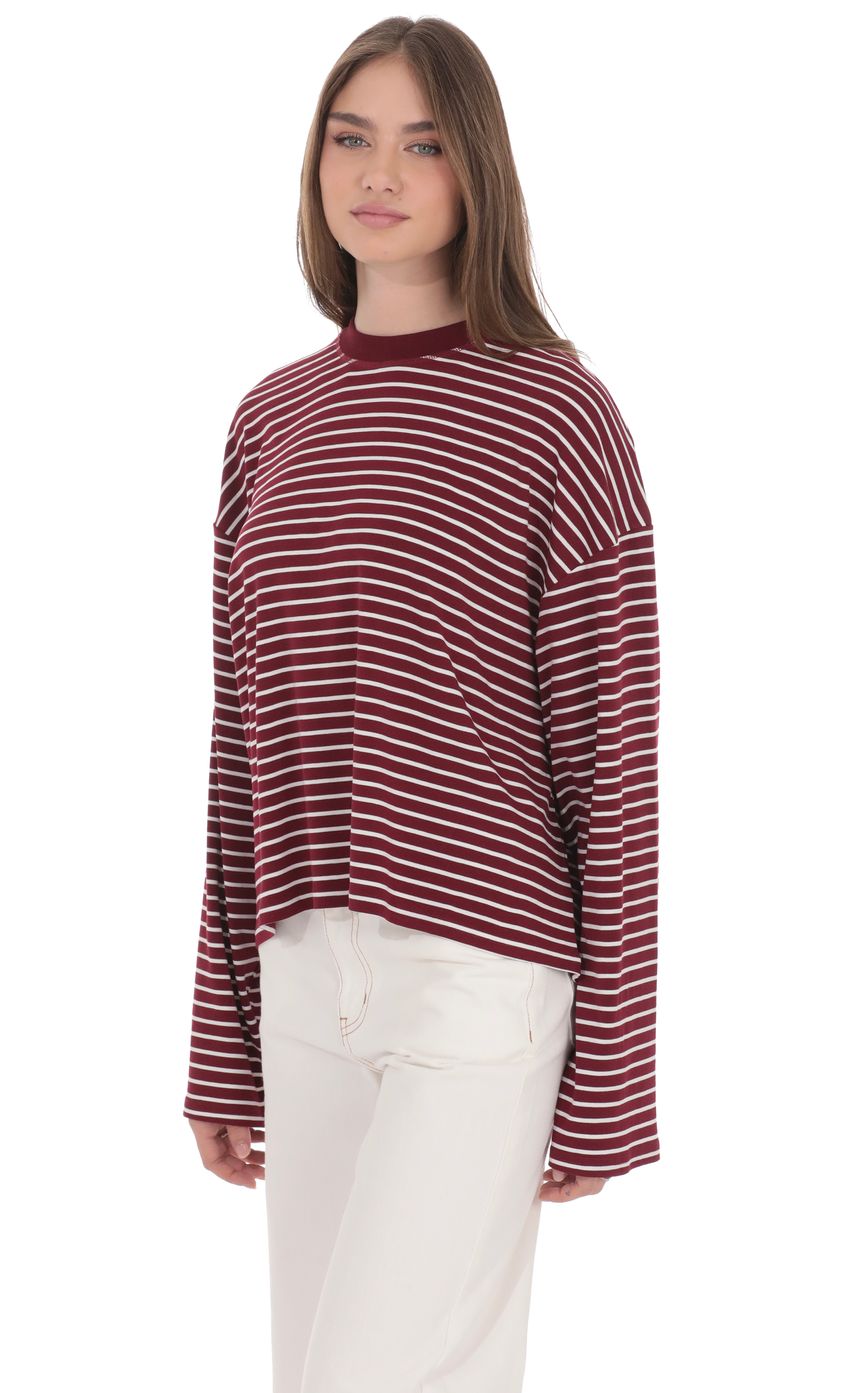 Oversized Striped Shirt in Red and White
