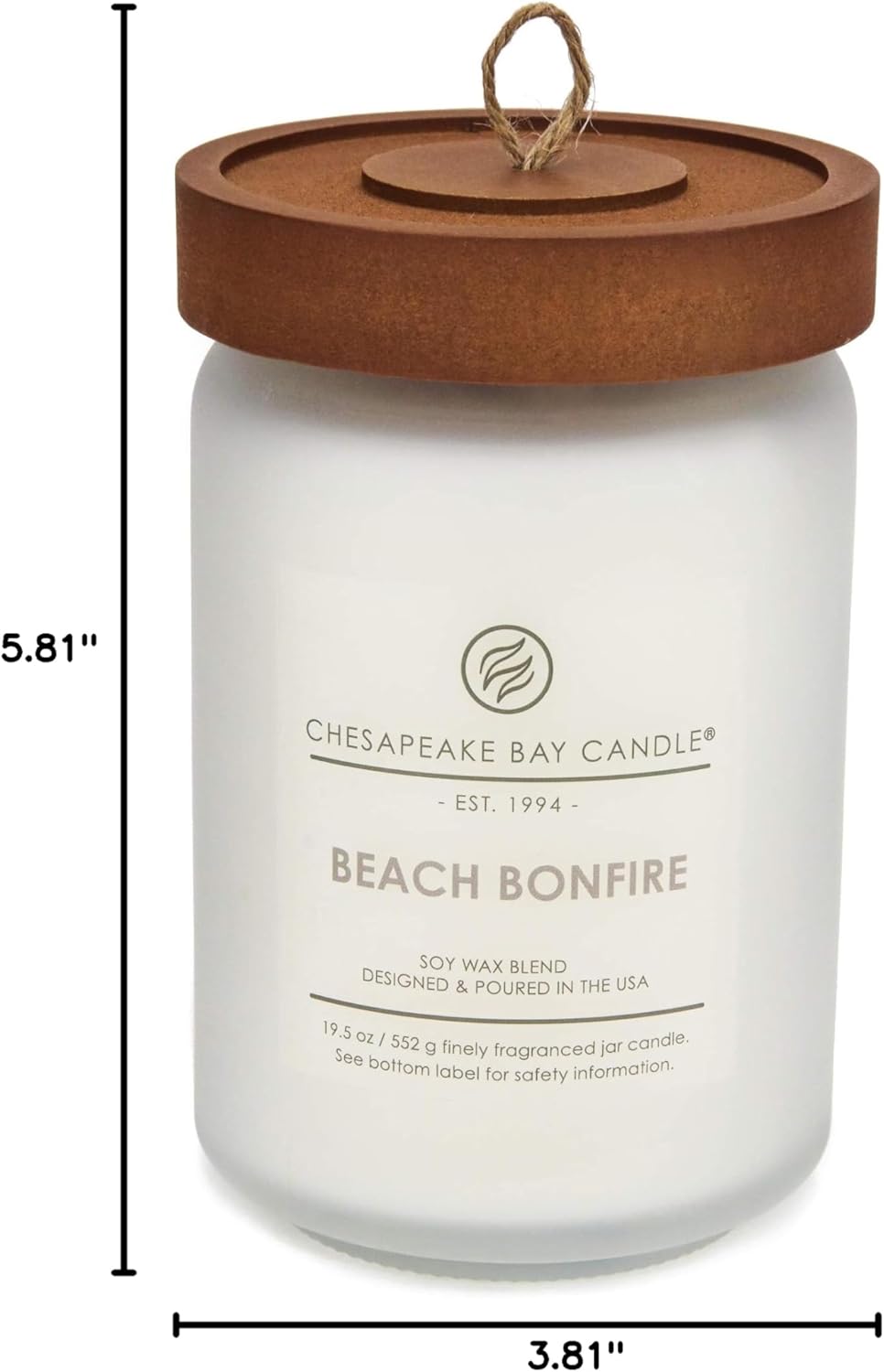 Candle PT40715 Scented Candle Beach Bonfire Cedarwood Oak Moss Large Jar White