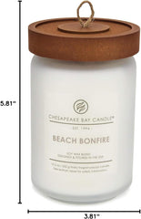 Candle PT40715 Scented Candle Beach Bonfire Cedarwood Oak Moss Large Jar White