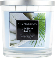 Aromascape 3 Wick Scented Jar Candle Linen Palm 2 Pack