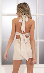 Halter Polkadot Dress in Champagne