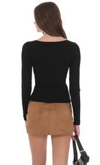 Suede Mini Skirt in Brown