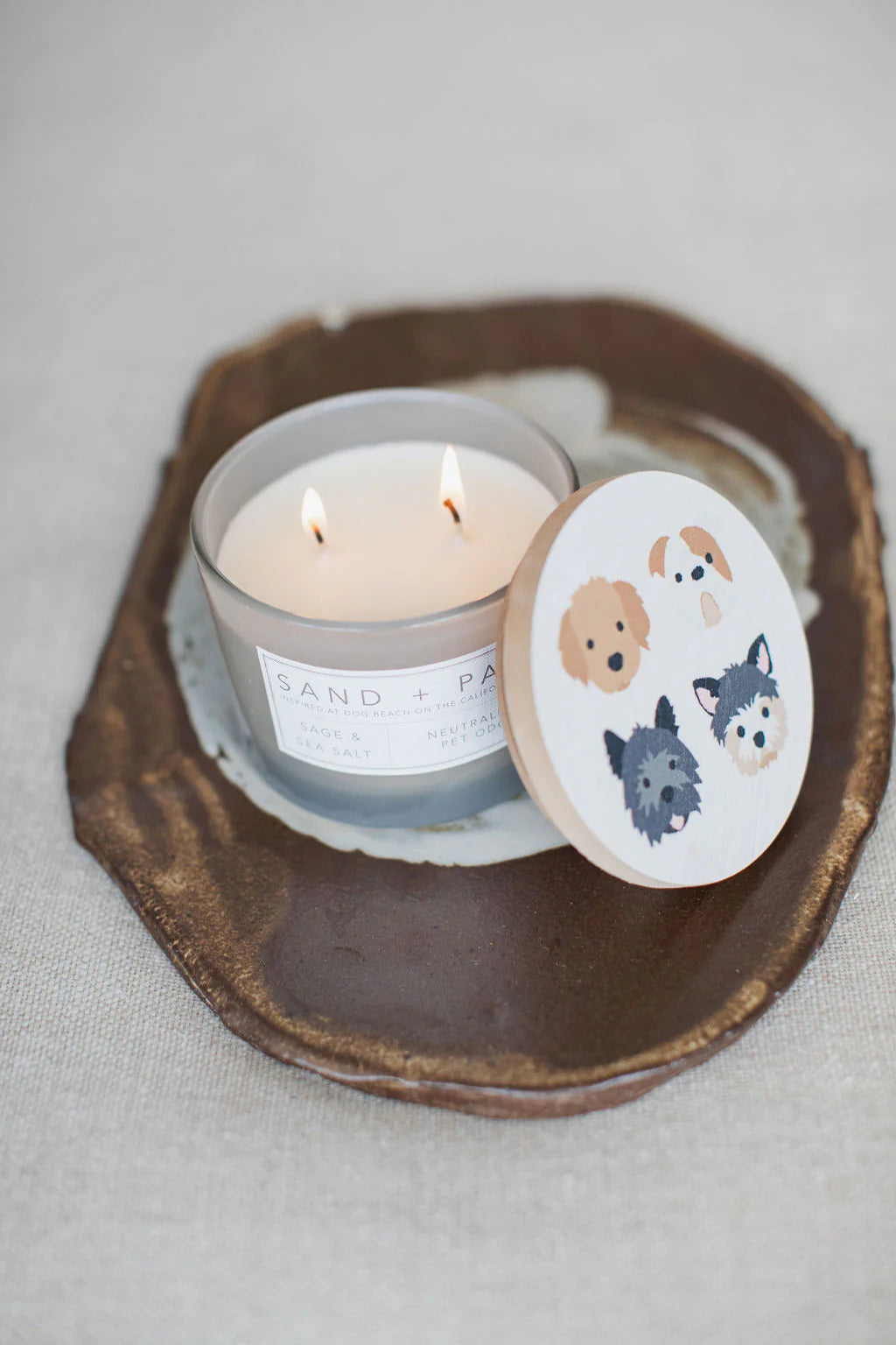 Sand + Paws Sage & Sea Salt 12 oz scented candle