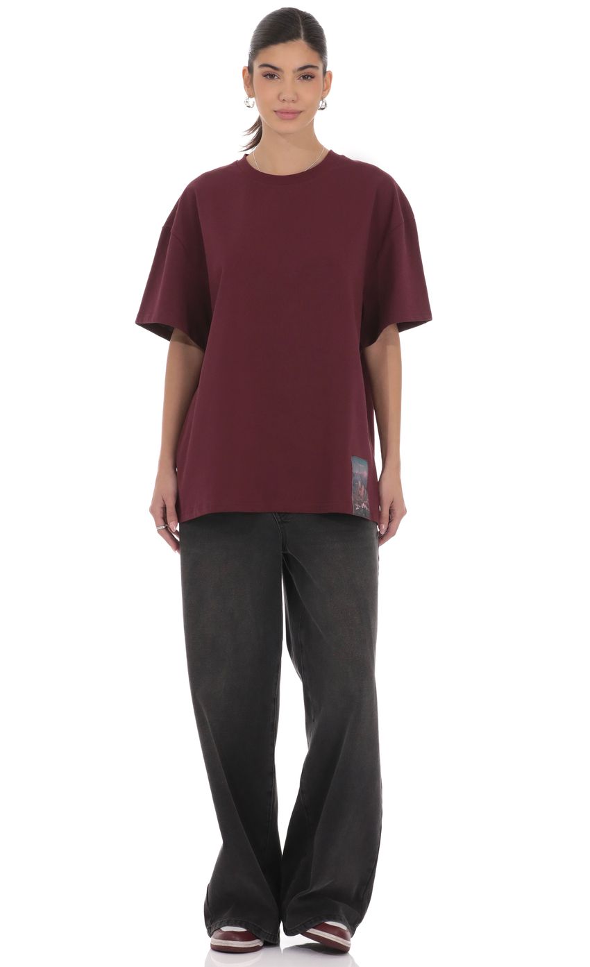 Lucy Graphic T Shirt in Burgundy