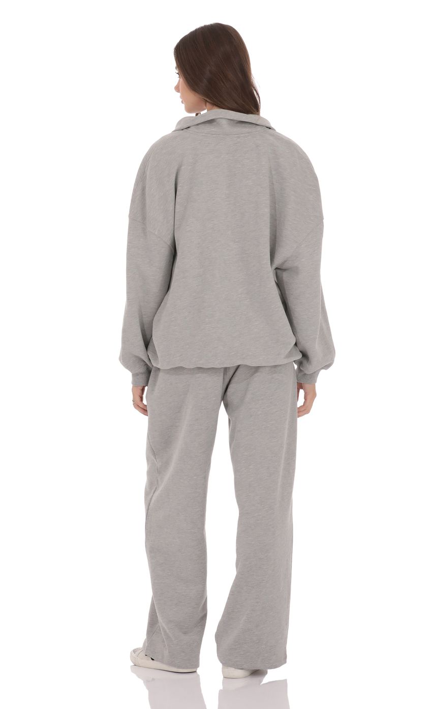 Darted Barrel Fleece Sweatpants in Grey
