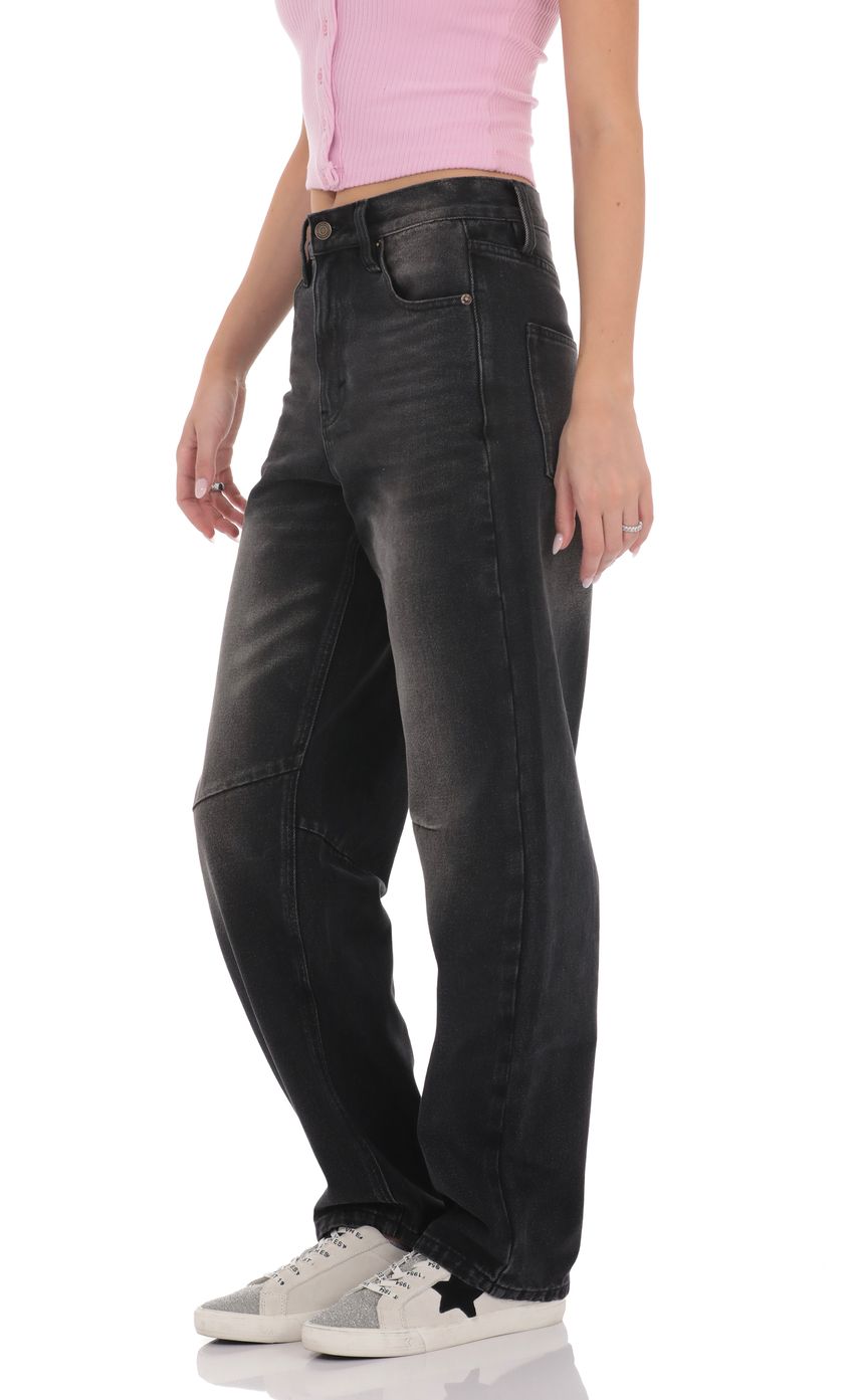 Distress Barrel Jeans in Faded Black