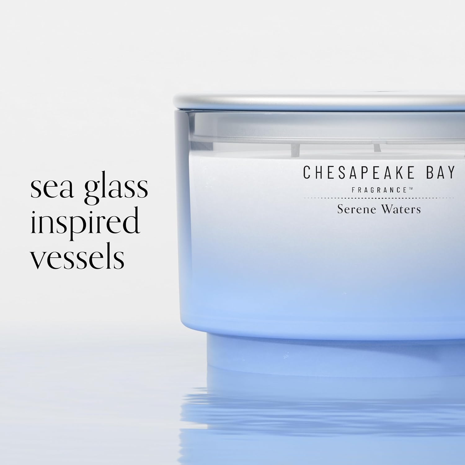 145oz Serene Waters Scented Candle Mood Evoking Fragrance Sea Glass Inspired Jar Premium Soy Blend Wax with Essential Oils Coastal Fragrance for Home Décor or Gifting