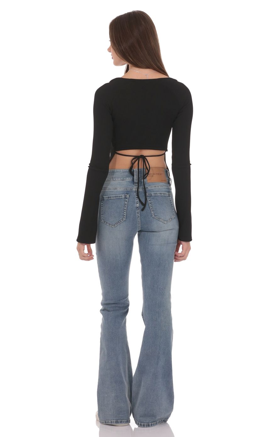 Back Tie Cutout Top in Black