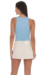 V Neck Twist Top in Sky Blue