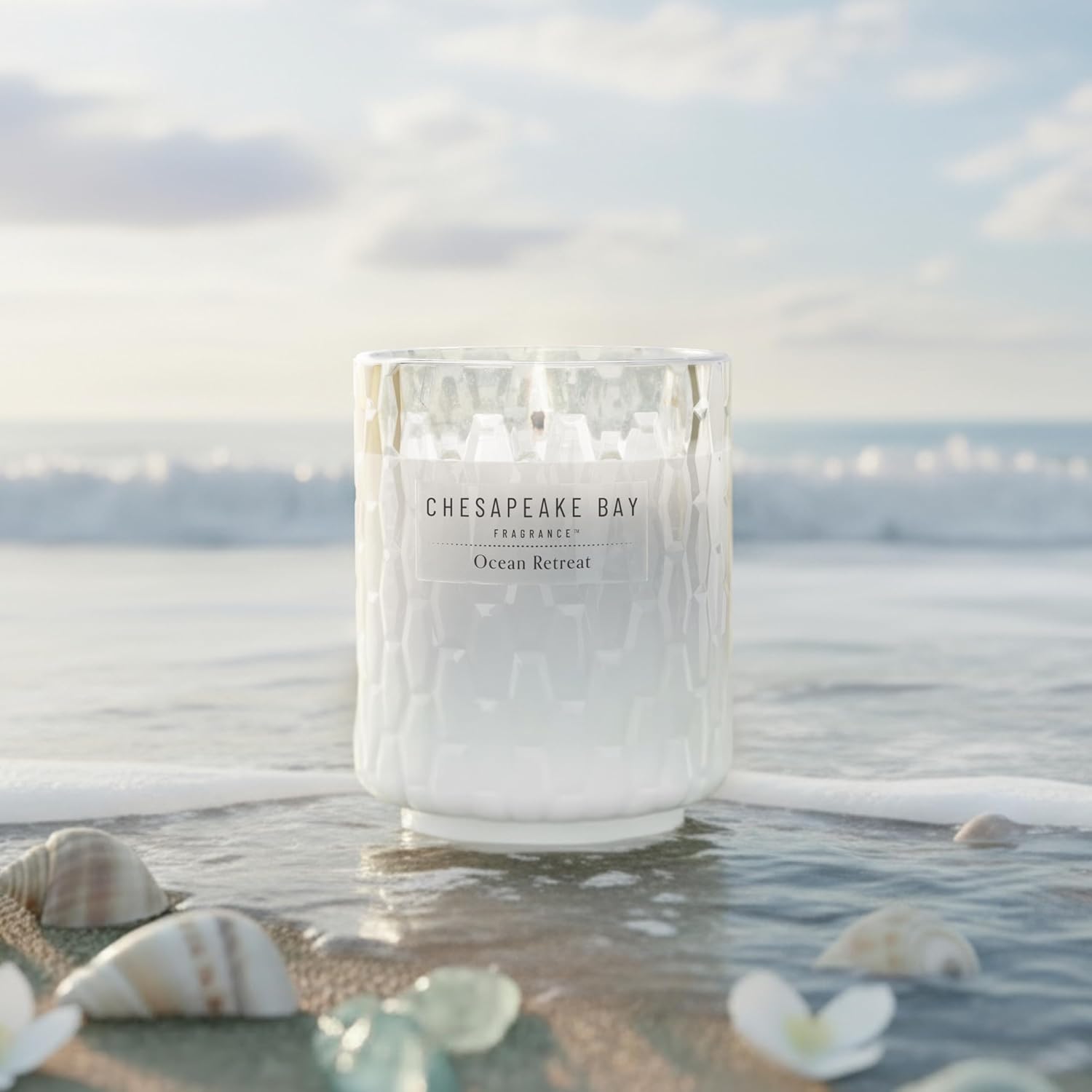8oz Ocean Retreat Scented Candle Mood Evoking Fragrance Textured Sea Glass Inspired Jar Premium Soy Blend Wax with Essential Oils Coastal Fragrance for Home Décor or Gifting