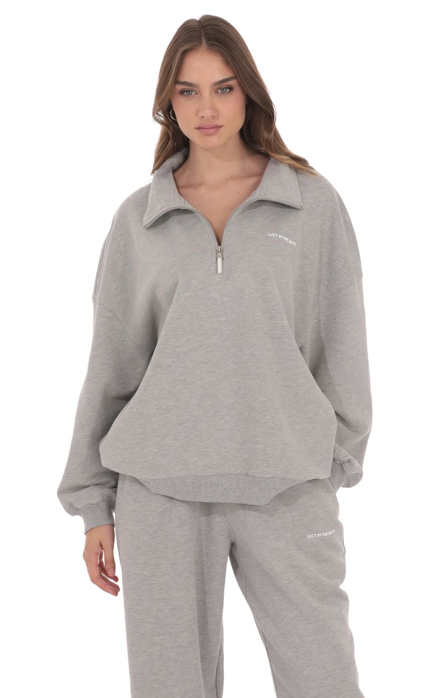 Quarter Zip Up Jumper in Grey