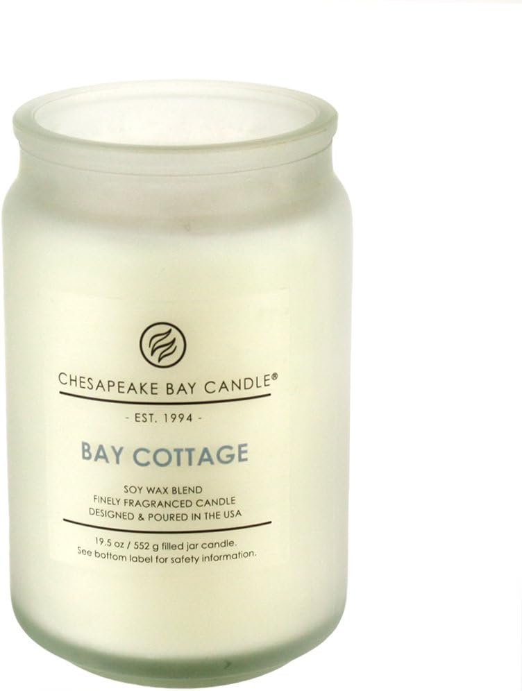 Candle Scented Candle Bay Cottage Linen White Amber Large Jar