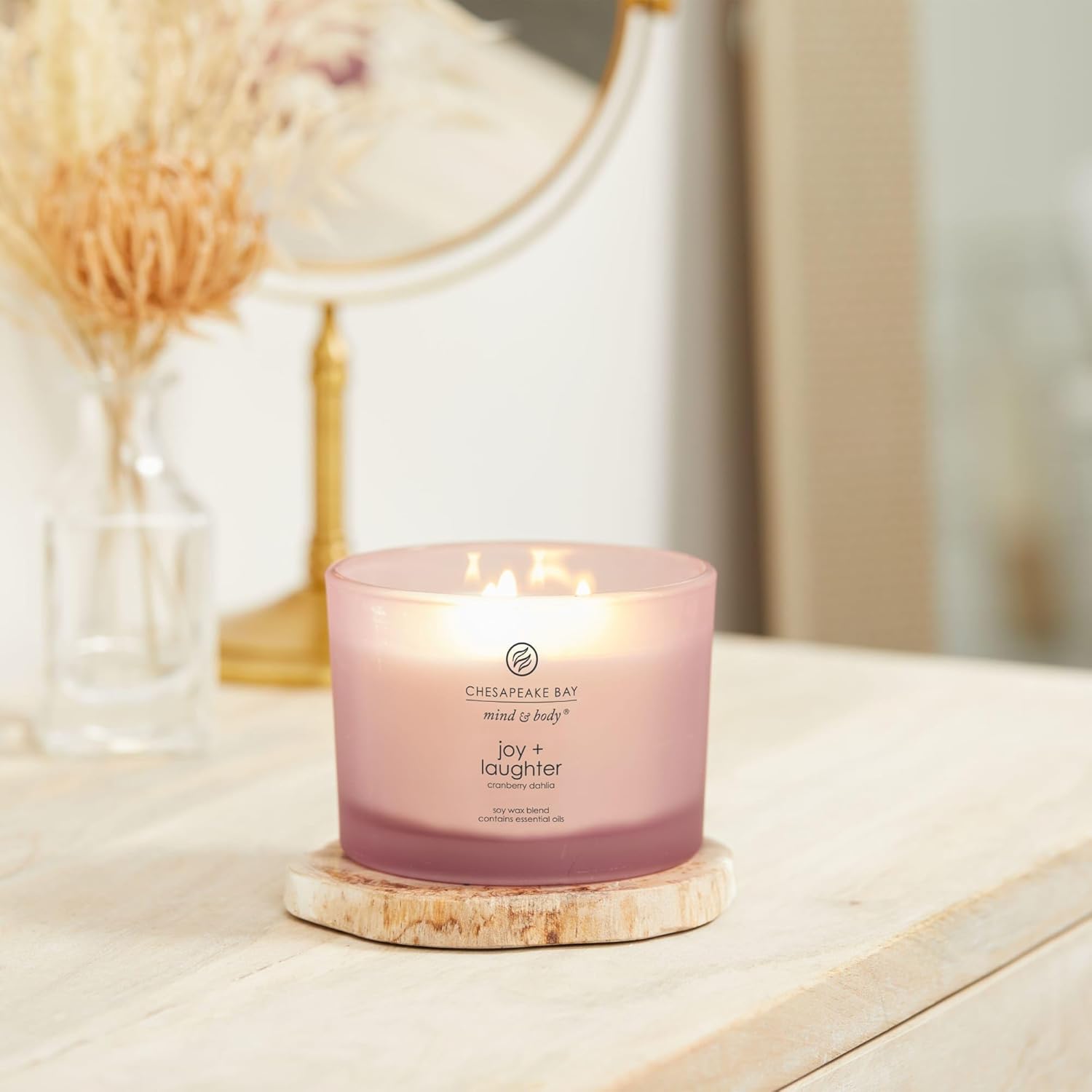 Candle Scented Candle Joy Laughter Cranberry Dahlia Coffee Table Home Décor