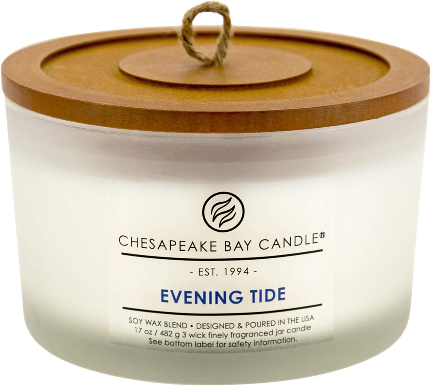Candle 3 Wick Scented Candle Evening Tide Lavender Sea Salt Coffee Table Jar