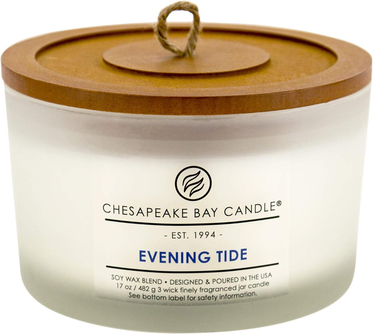 Candle 3 Wick Scented Candle Evening Tide Lavender Sea Salt Coffee Table Jar