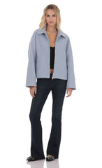Sherpa Zip Up Jacket in Light Blue