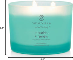Candle Mind Body 3 Wick Coffee Table Jar Candle Nourish Renew Coconut Sandalwood
